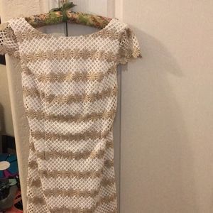 NWT Lilly Pulitzer Gold Daisy Lattice Dress size 0